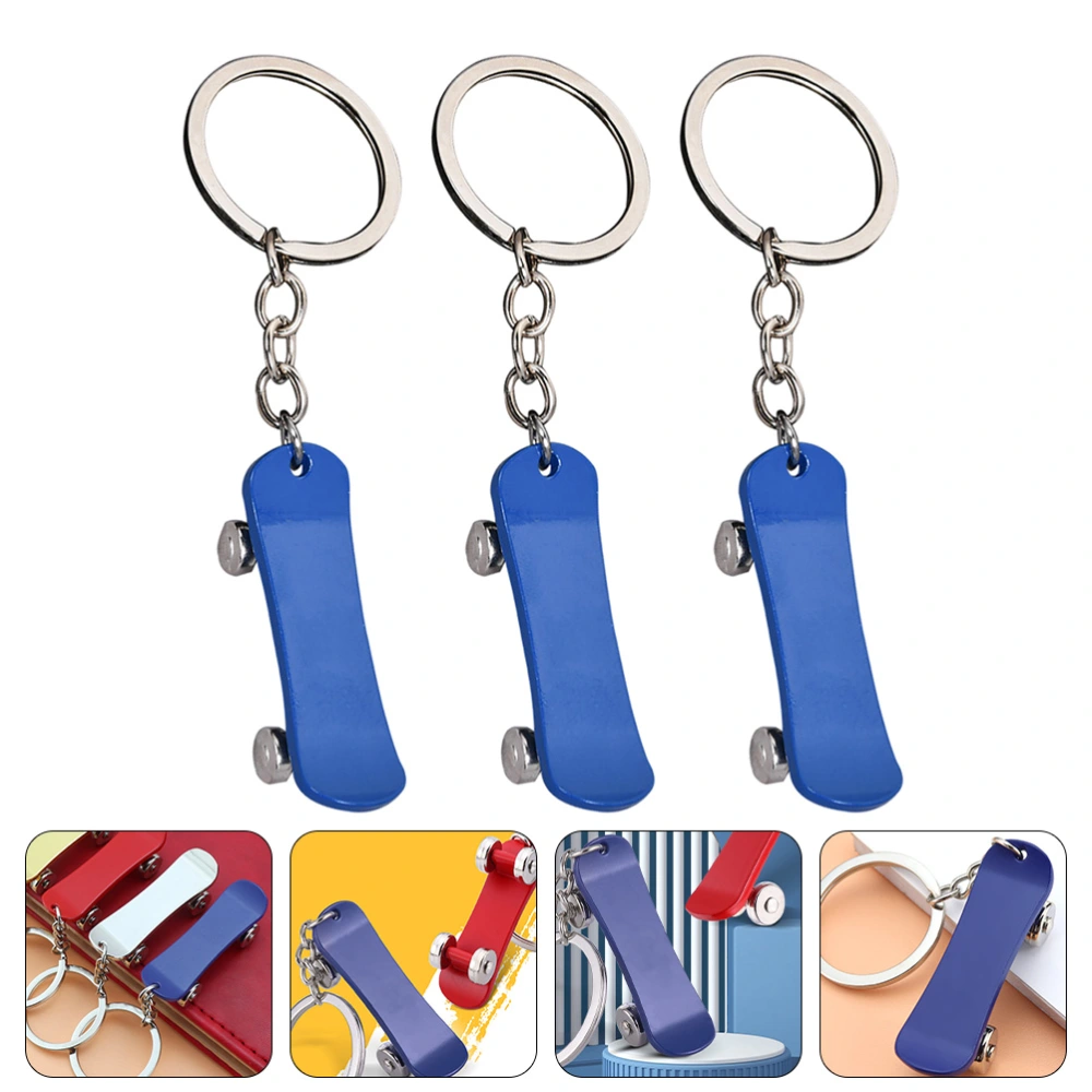 3Pcs Outdoor Keychain Metal Key Ring Skateboard Keychain Skateboard Pendant