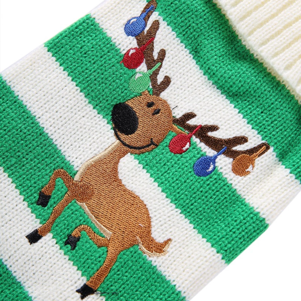 Pet Christmas Clothes Winter Dog Costume Elk Knit Sweater for Pet Dogs Size M Green