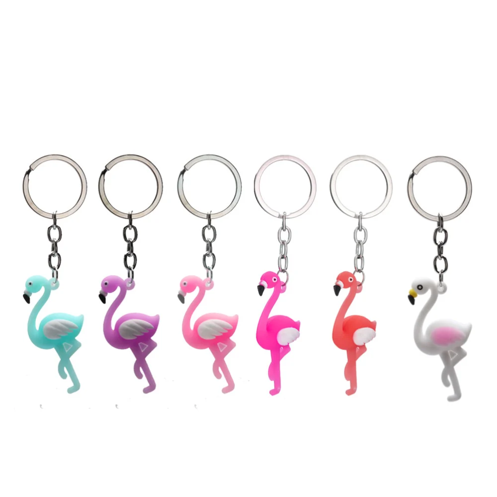 12pcs Flamingo Hanging Key Ring Ornament Fashion Keychain Pendant Creative Keychain Decor (Mixed Color and Style)