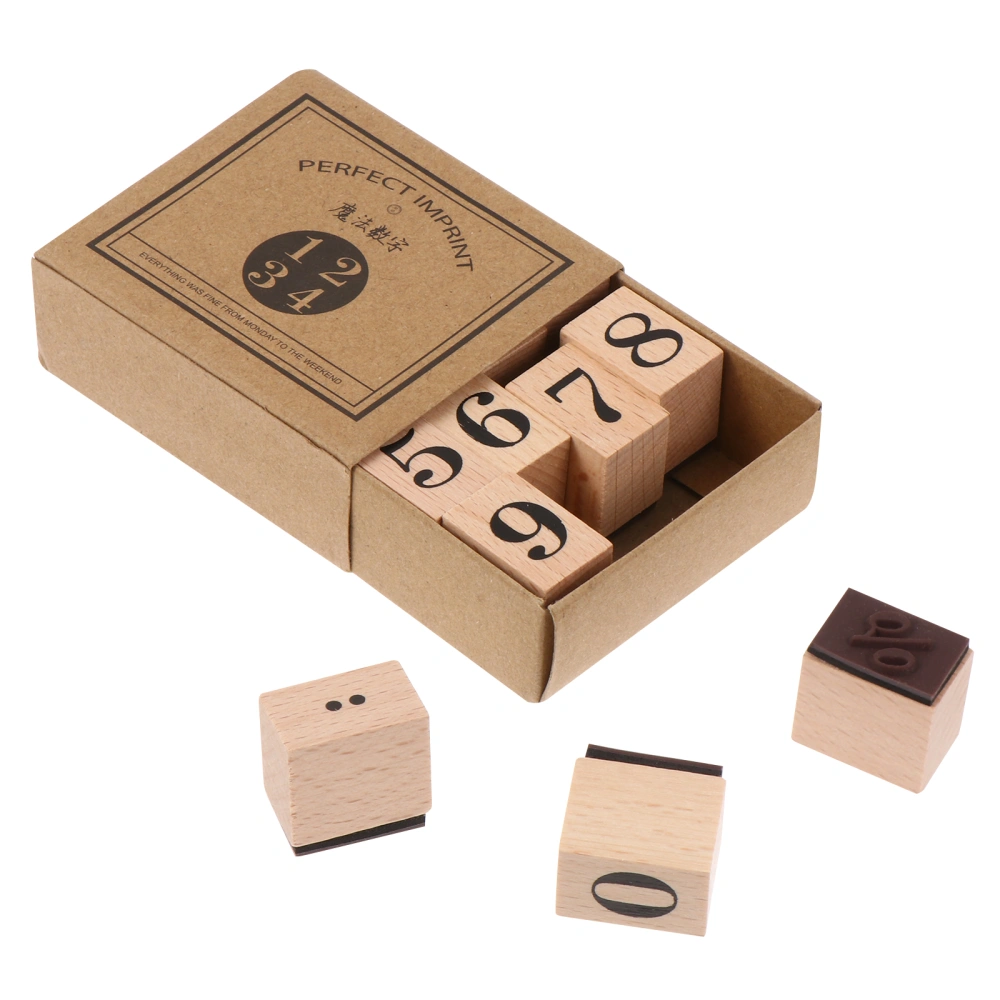 1 Set Digital Pattern Wooden Rubber Stamps Set Diy Rubber Stamp for Making