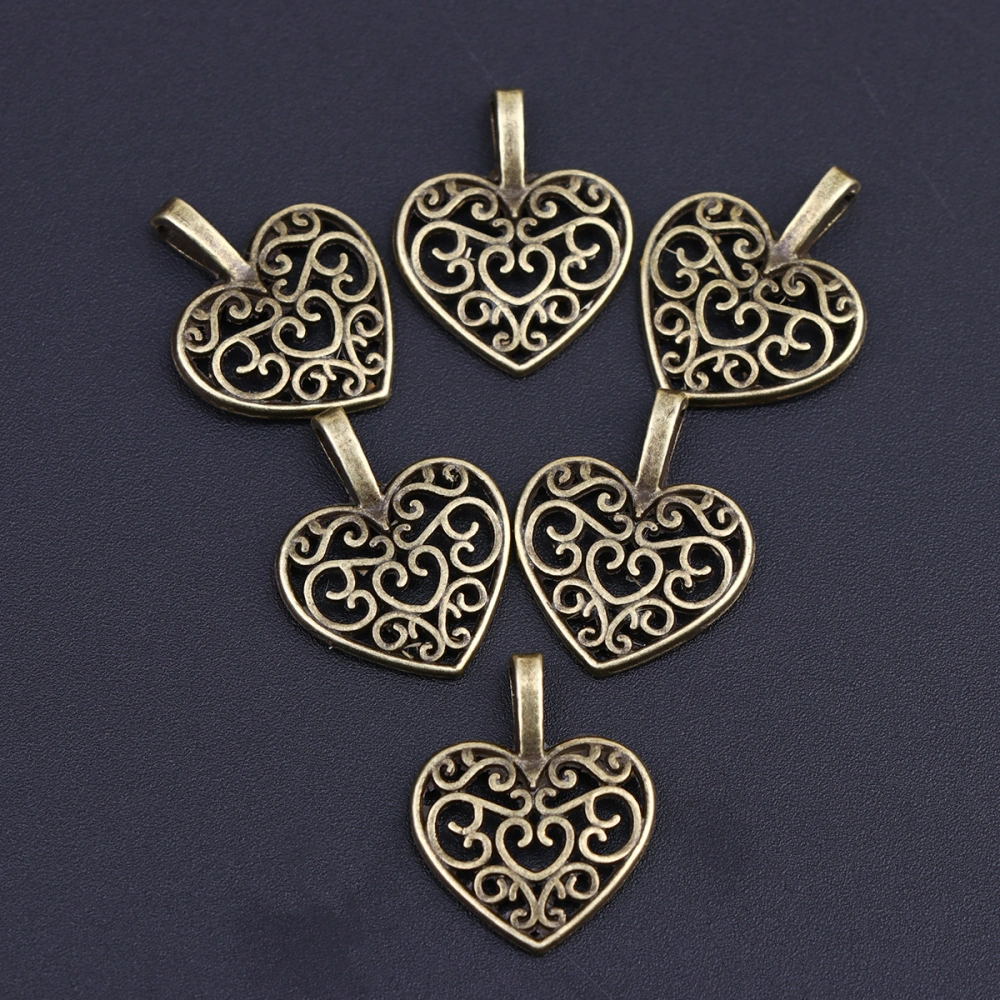 100pcs Retro Hollow-out Heart Shape Pendants Charms Creative DIY Jewelry Making Accessory for Necklace Bracelet (Ancient Bronze)