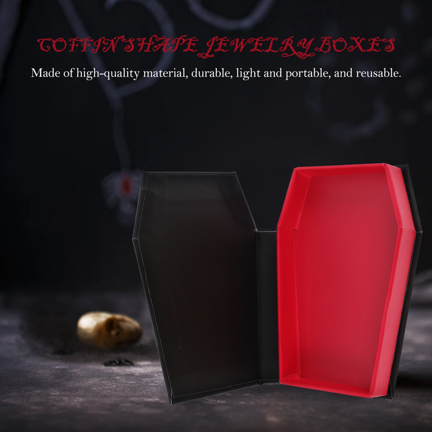 2pcs Halloween Coffin Shape Storage Boxes Jewelry Boxes Gift Packaging Cases