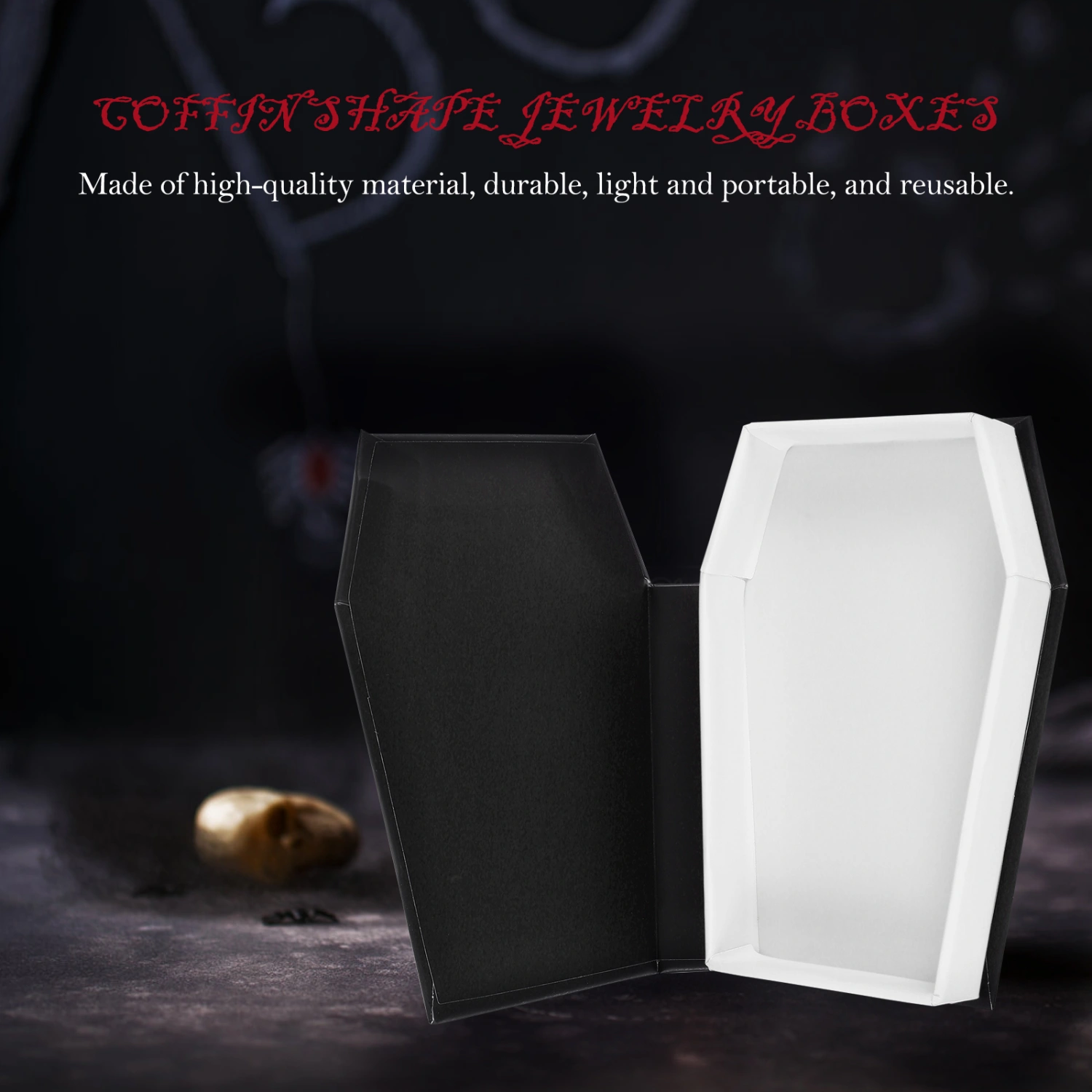 2pcs Halloween Coffin Shape Storage Boxes Jewelry Boxes Gift Packaging Cases
