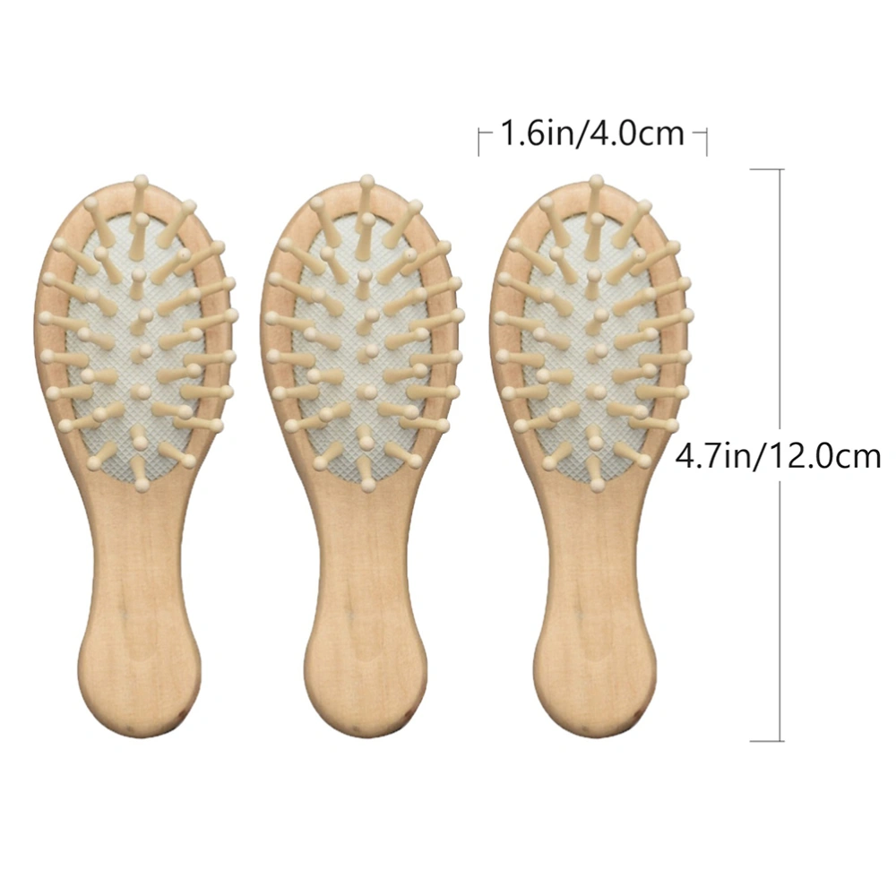 1 Set 3Pcs Portable Combs Comfortable Mini Airbag Combs Practical Wooden Combs