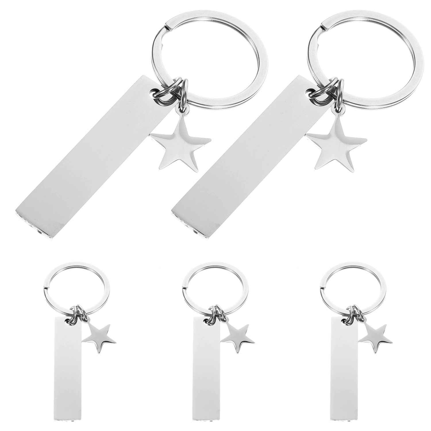 5Pcs DIY Metal Hanging Tags DIY Blank Keychains Engravable Rectangle Pendants Accessory