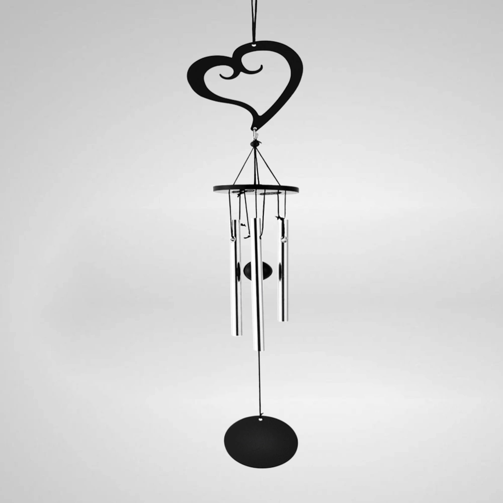 Modern Black Metal Multi-tube Music Wind Chime Heart Shape Wind Chimes Hanging Ornaments(Heart Shape)