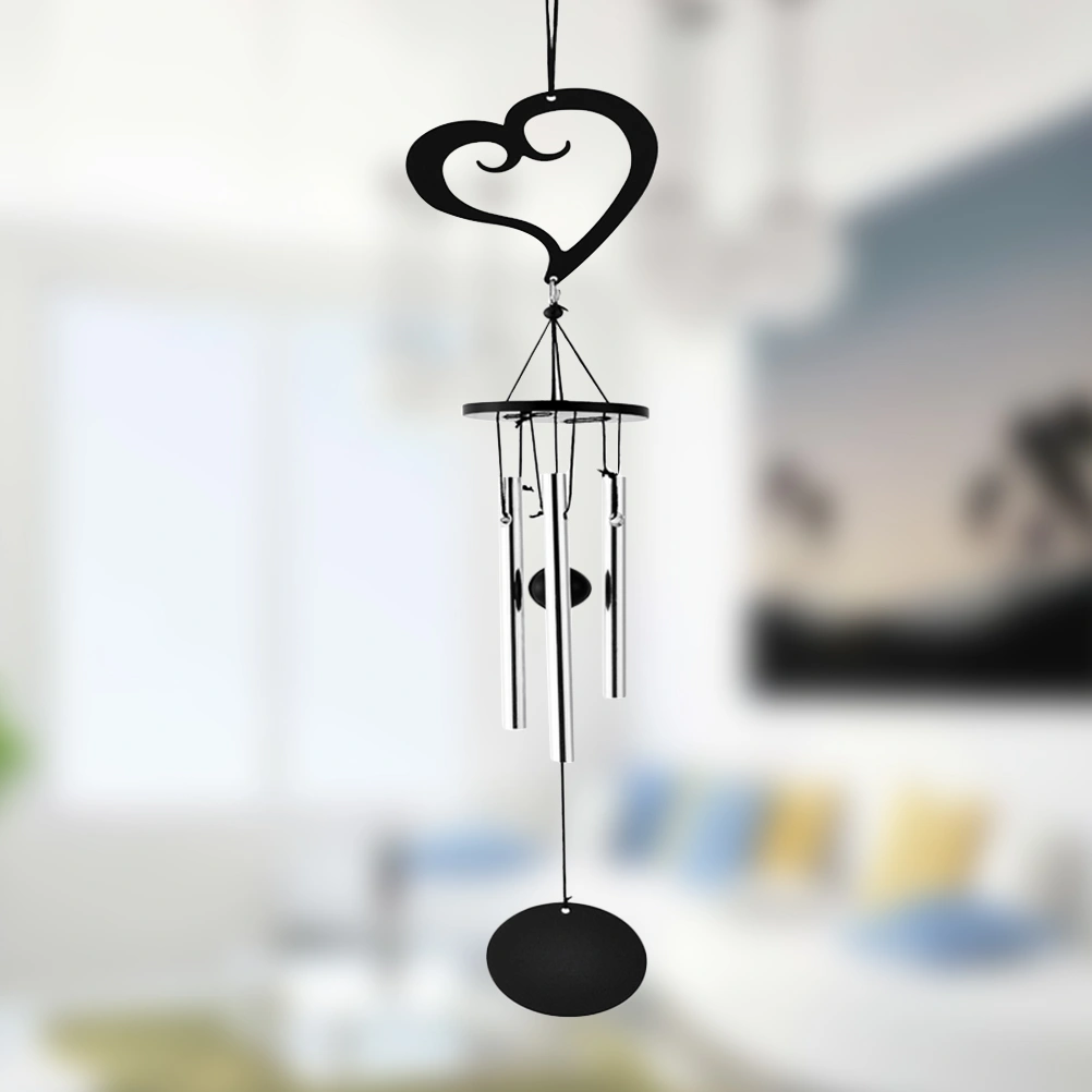 Modern Black Metal Multi-tube Music Wind Chime Heart Shape Wind Chimes Hanging Ornaments(Heart Shape)