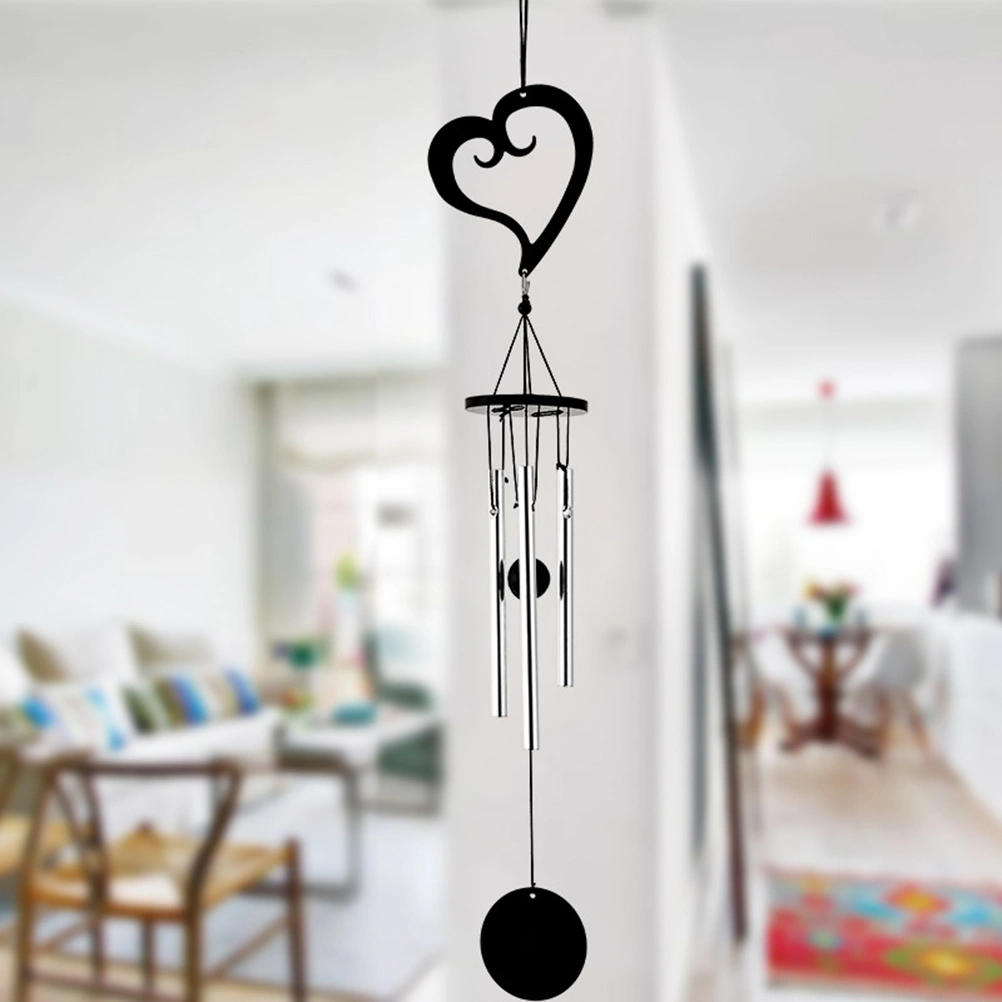 Modern Black Metal Multi-tube Music Wind Chime Heart Shape Wind Chimes Hanging Ornaments(Heart Shape)