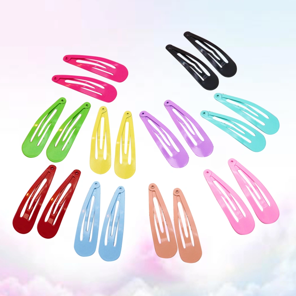 50pcs Mixed Pure Color Hair Clips Kids Design Barrettes Girls Metal Snap Hairpins(Random Color)