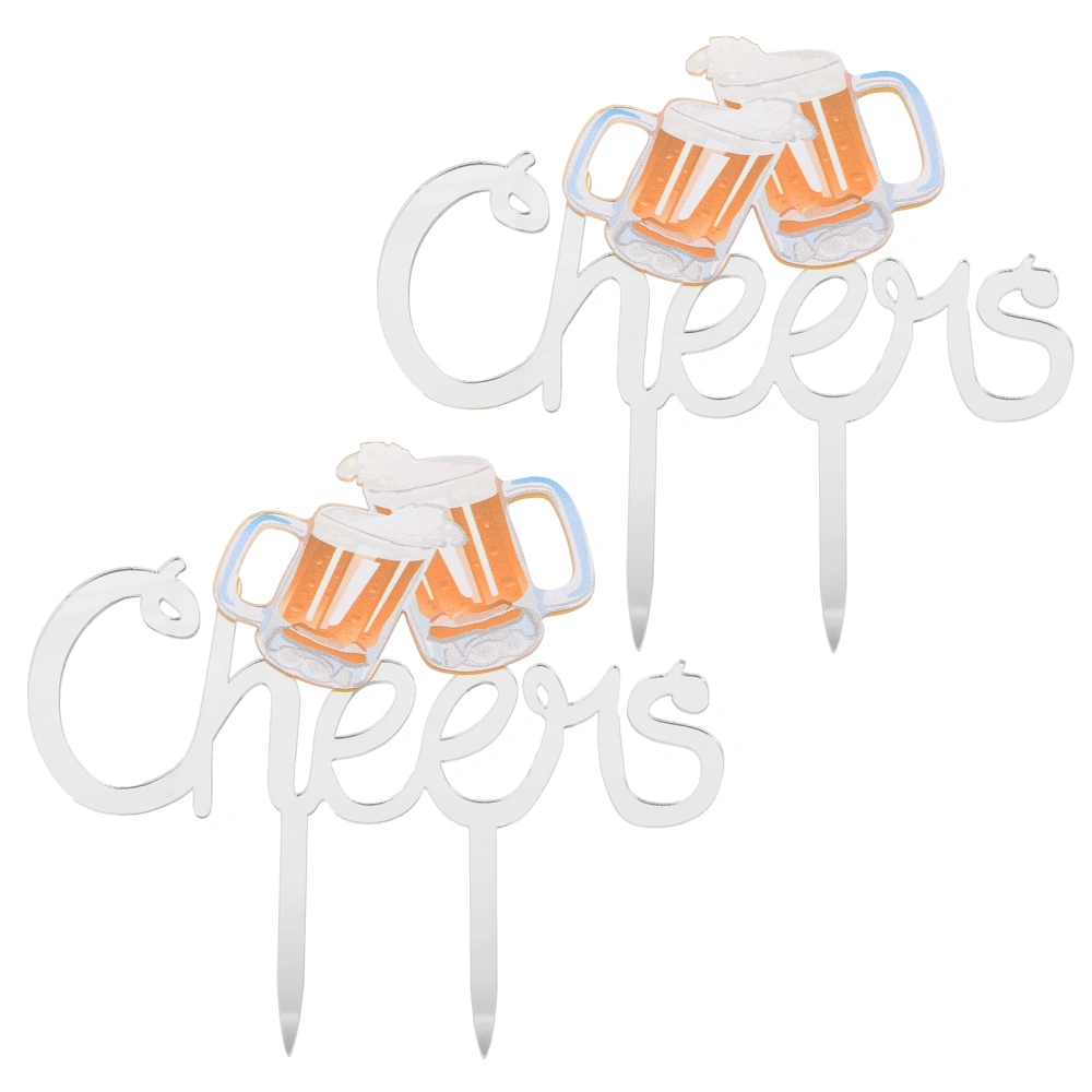 2 Pcs Oktoberfest Acrylic Cake Cards Birthday Cake Toppers Cupcake Insert Cards