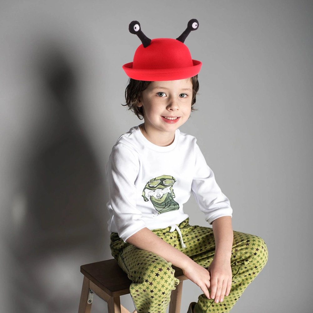 Small Round Hat Creative Snail Eyes Lovely Casual Wear Hat Interesting Dress Up for Kids Children Toddlers (Red)