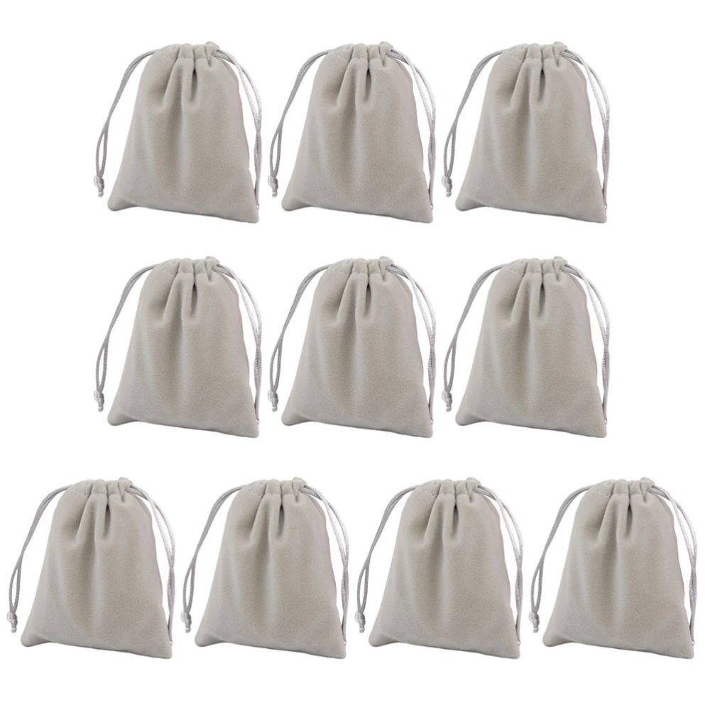 10pcs 9x7cm Lint Drawstrings Pouches Small Jewelry Storage Pouches Sundries Gift Pouches (Grey)