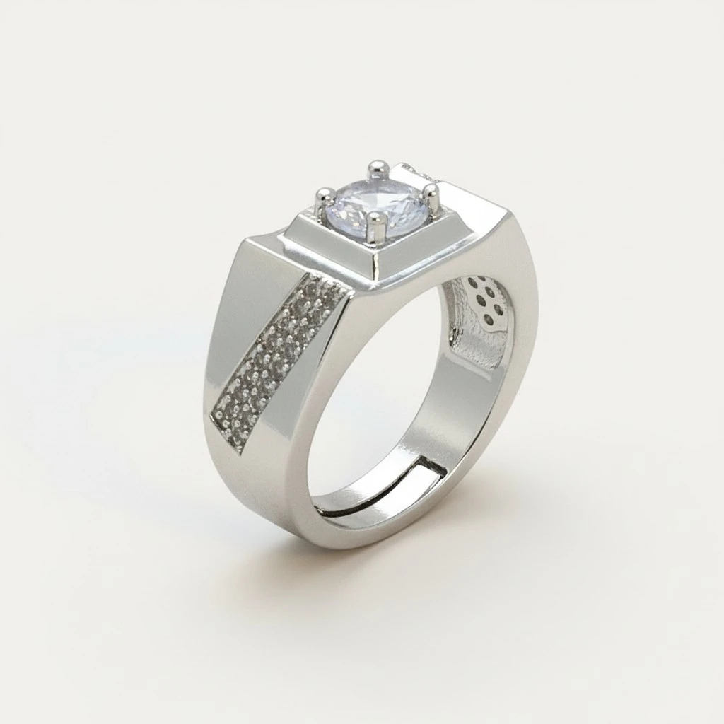 Rhinestone Plated Ring Open Adjustable Ring Men Accessory Promise Ring for Him