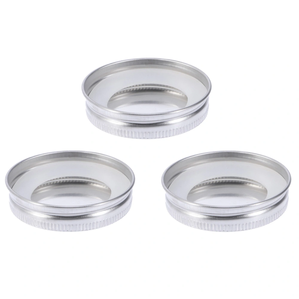 1 Set Stainless Steel Storage Leakproof Secure Mason Jar Lid with O-shape Silicone Seal Mat (Contains Lids and Silicone Pads)