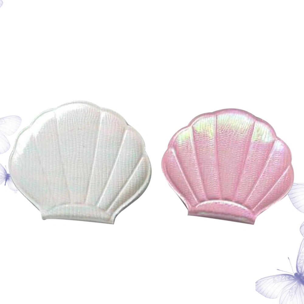 2pcs Portable Foldable Cosmetic Mirror Creative Shell Shaped Mirror Delicate Double-sided Mirror (Random Color)