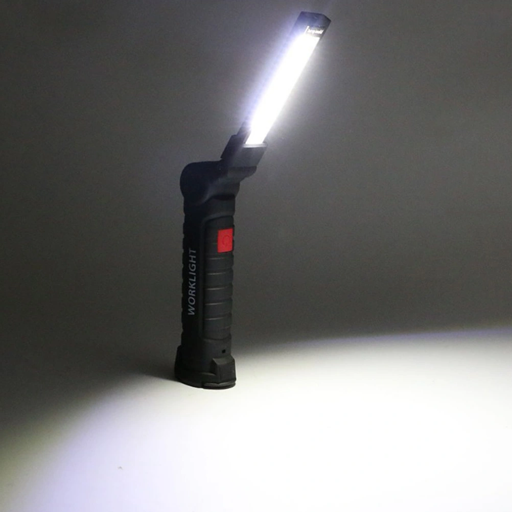 Multi-functional COB LED Work Light Foldable Emergency Lamp Inspection Repair Flashlight Torch with Battery Size S (Black)