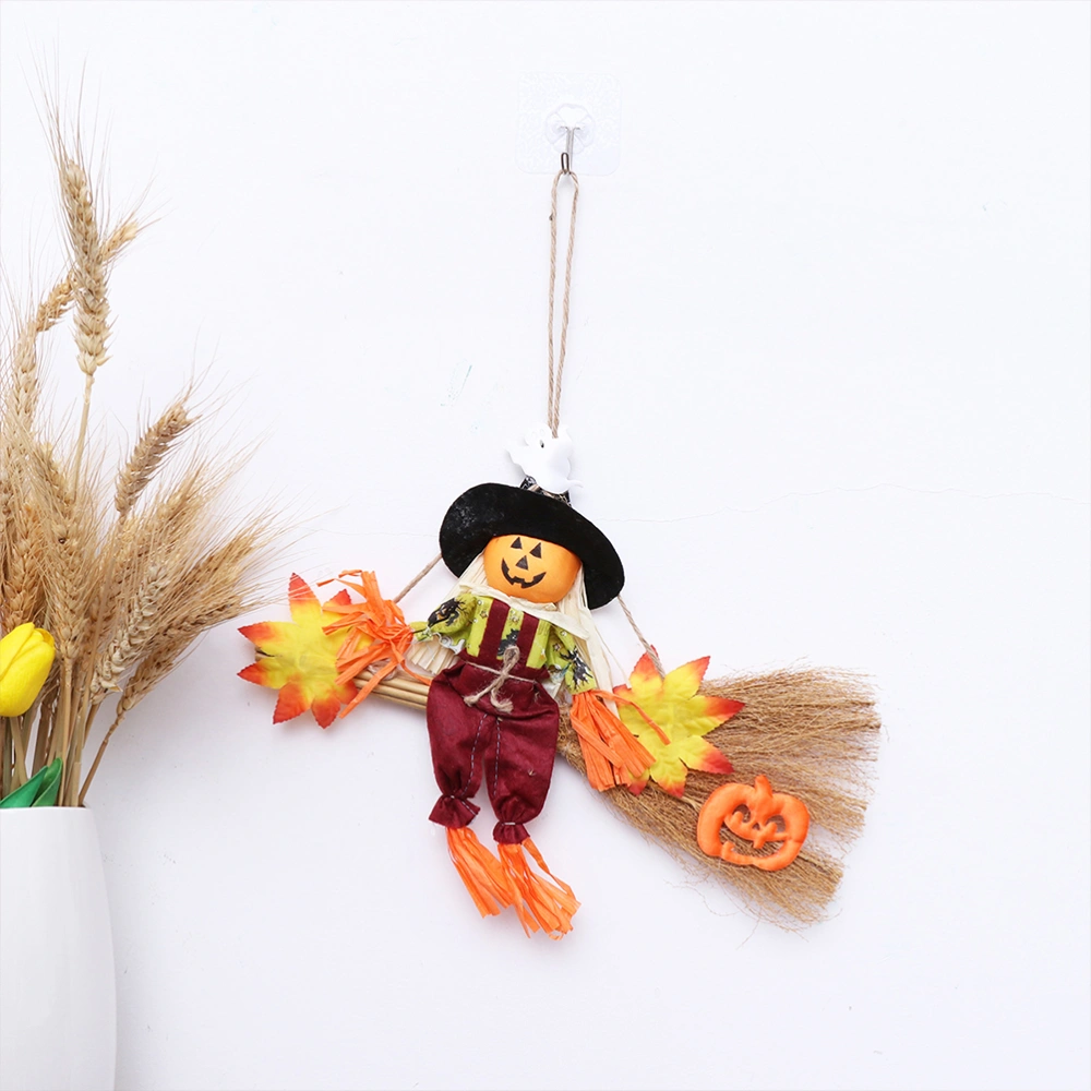 2pcs Witch Broomsticks Hanging Pendant Doll Paragraph Witch Broomsticks Pendants for Halloween Carnival Party Random Color Style 1