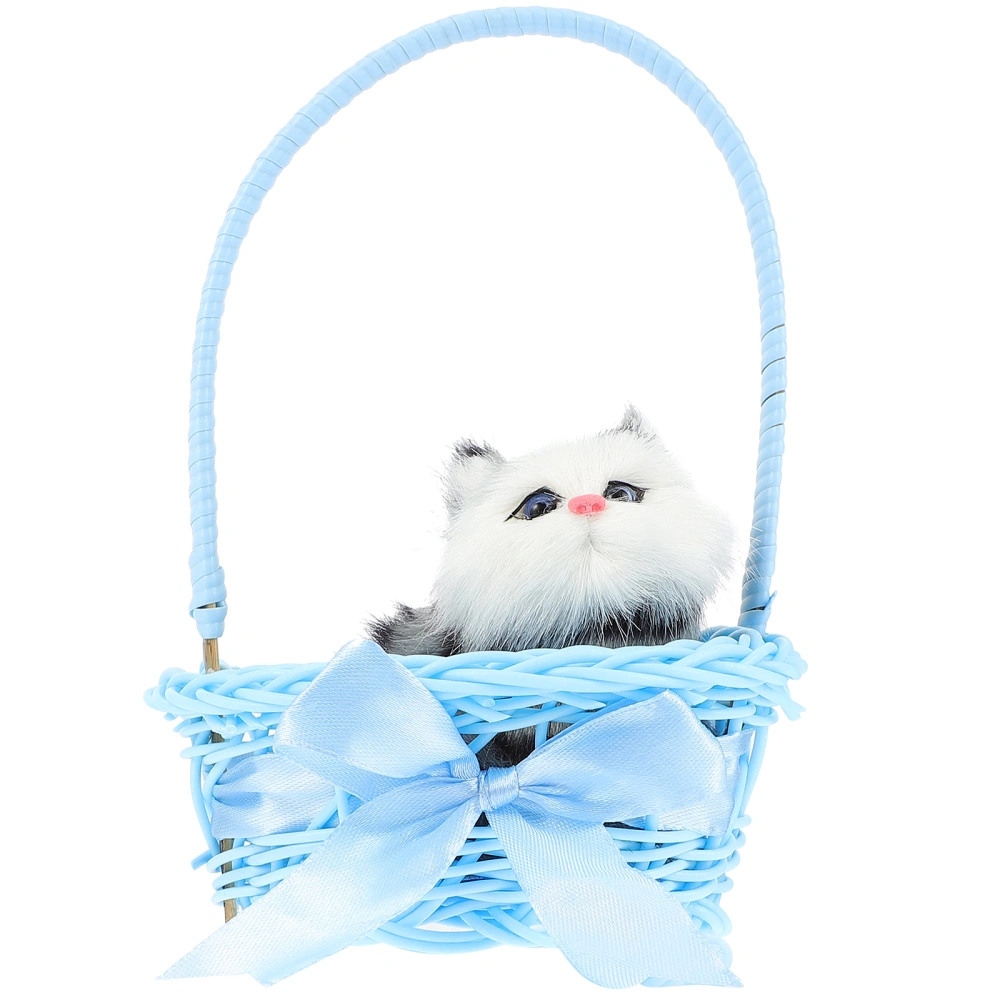 Simulation Cat Basket Artificial Fur Toy Realistic Stuffed Animal Gift Toy