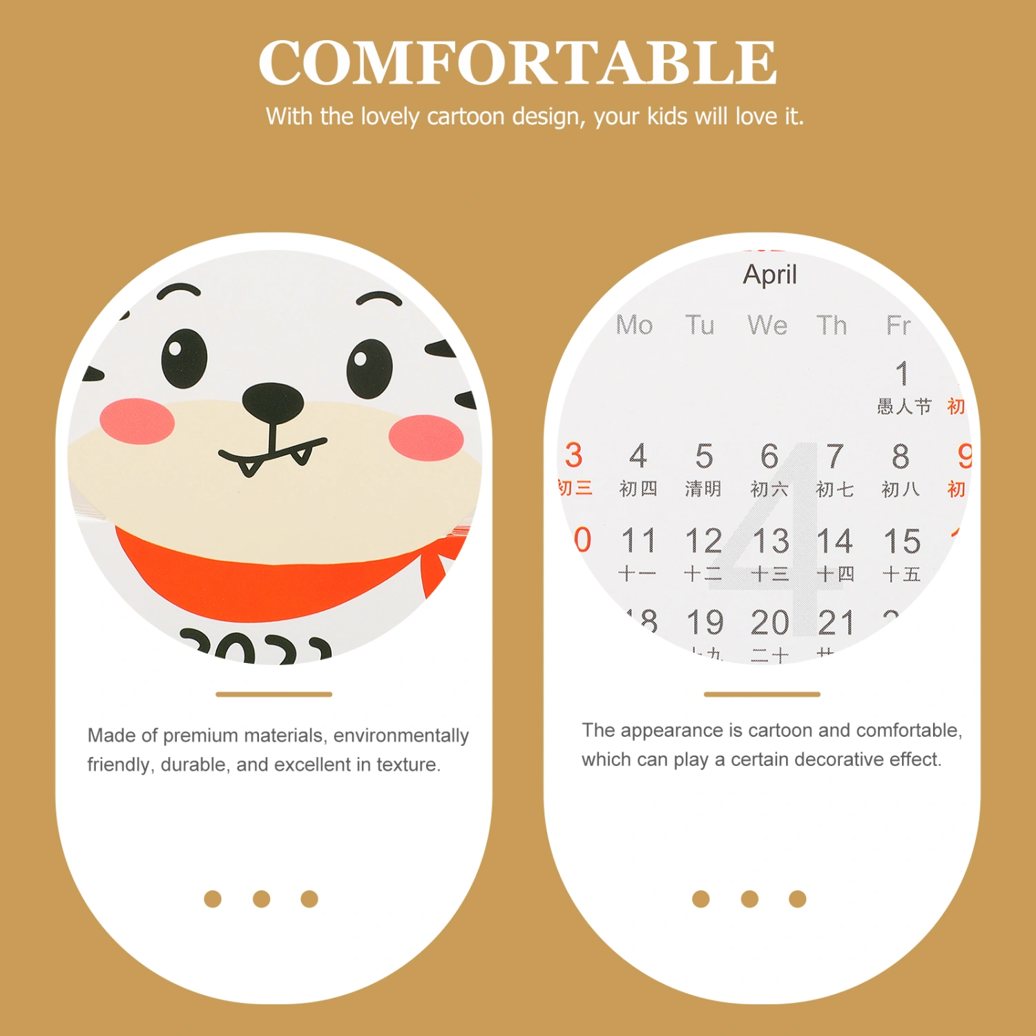 1Pc Desktop Notebook Cartoon Tiger 2022 Desk Calendar for Children Bedroom