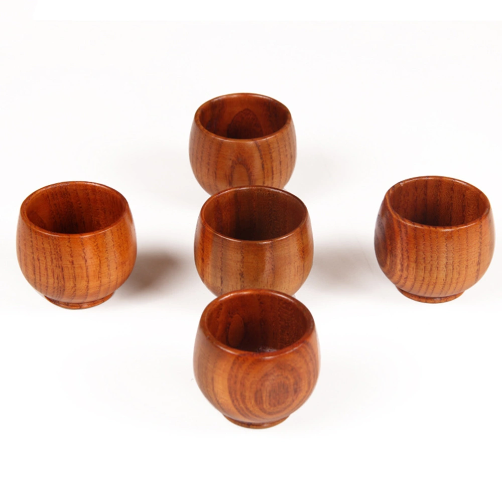 3pcs Natural Wooden Teacup Small Wood Water Cup Drinkware for Home Hotel Restaurant