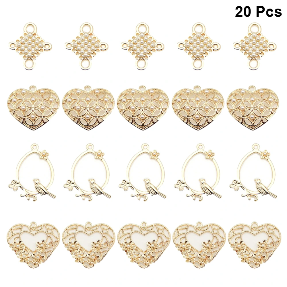 20pcs Golden Hollow Out Pendant Valentines Day Heart Charms DIY Jewelry Making Accessories for Necklace Bracelet(4 Pattern)