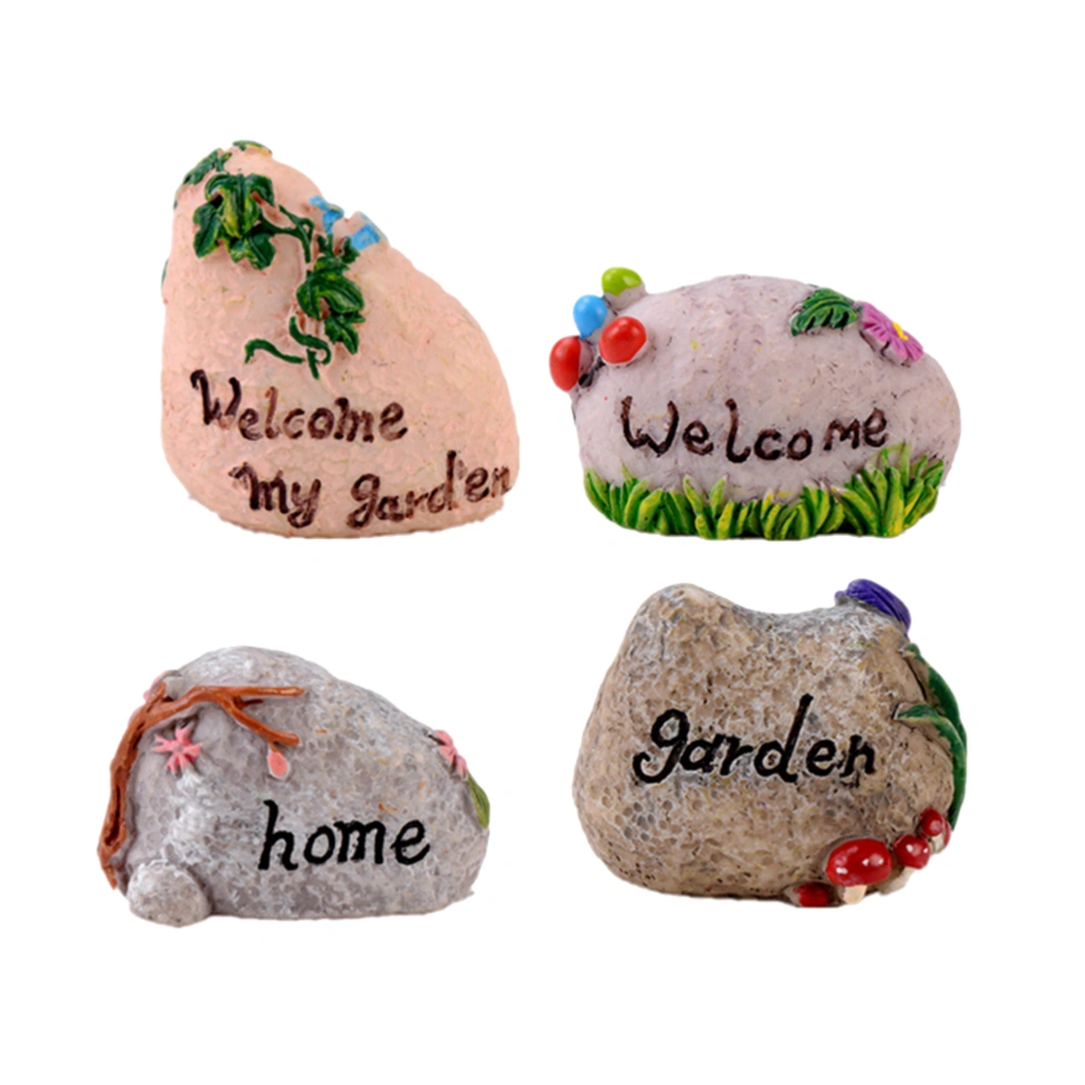 4PCS Landscape Stone Moss Micro Size Resin Crafts Set Bonsai Decor Tool Set(Random Style)