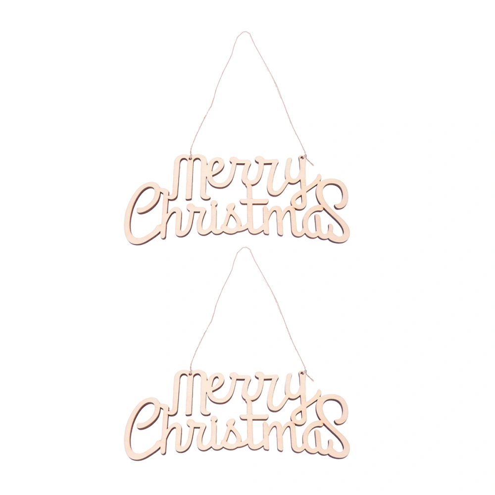 2pcs Merry Christmas Hanging Decor Wooden Letter Door Hanging Ornaments Craft Gifts Christmas Tree Decor Pendants (140306 Pattern)