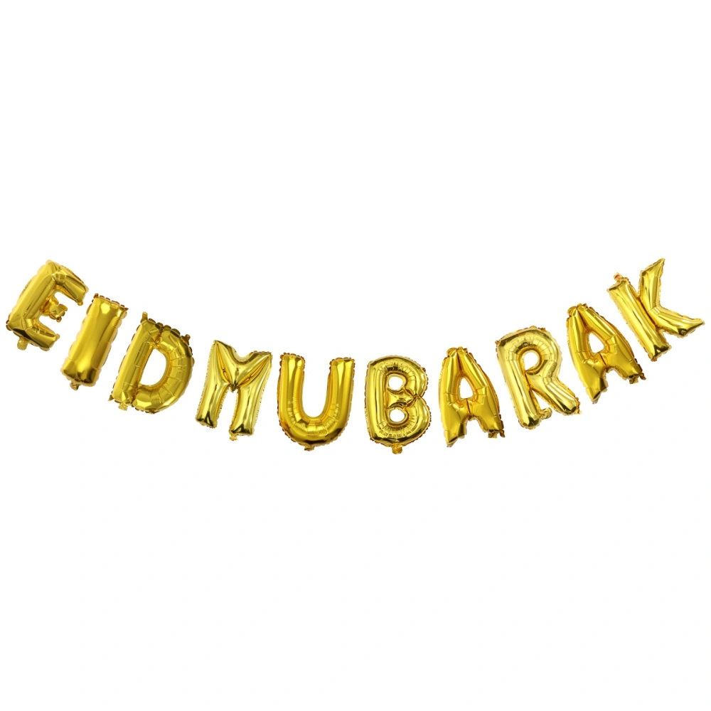 16inch EID MUBARAK Letter Balloon Bunting Banner Ramadan Decoration for Eid al-Adha (Golden)