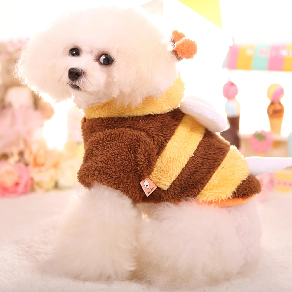 Thick Coat Bee Cotton Down Hoodies Dog Clothes Cat Pet Clothing Yorkie Maltese Wear Autumn - Size S