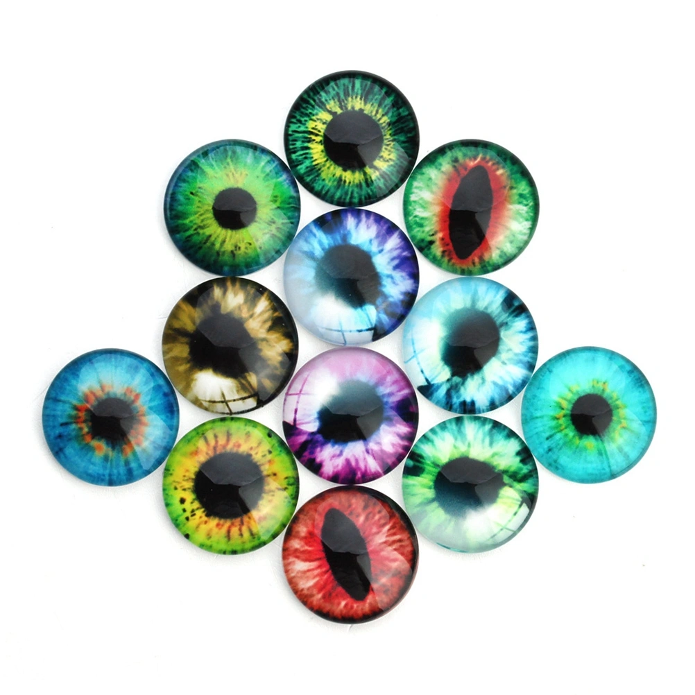 20pcs 20mm Diameter Mixed Color Retro Glass Doll DIY Animal Eyes Accessories for DIY Scrapbooking Crafts Projects