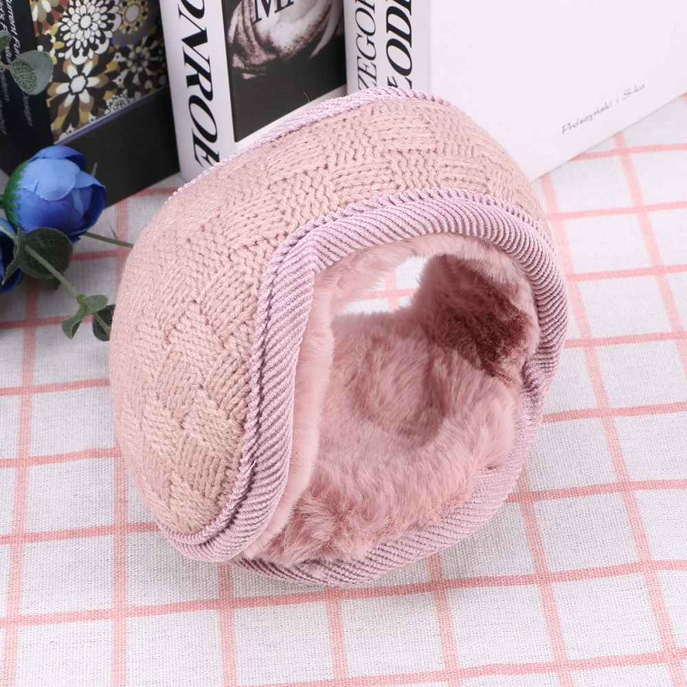 11 x 11cm Knitted Foldable Wool Edging Earmuffs Warm Winter Outdoor Earmuffs (Pink)