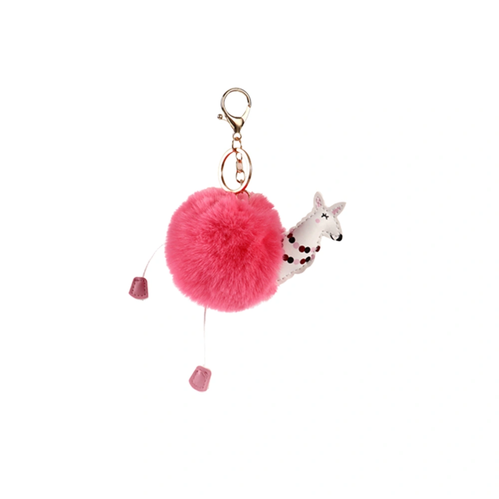 4Pcs Plush Furry Ball Key Chain Bag Hanging Pendant Car Pendant Bag Decoration (Watermelon Ren + Light Purple + Pink + White)