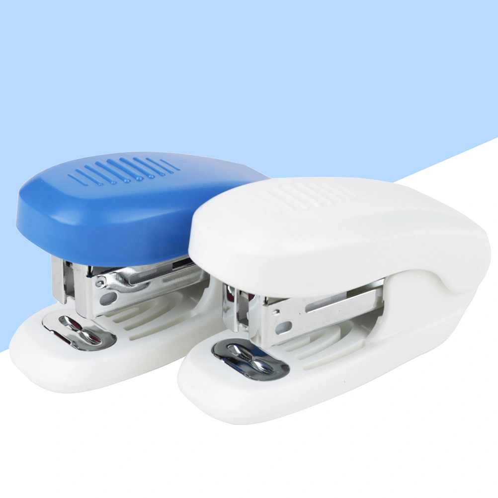2 Pcs Mini Portable Stapler Manual Stapling Machine Student Stationery Universal School Business Office Supplies (Random Color)