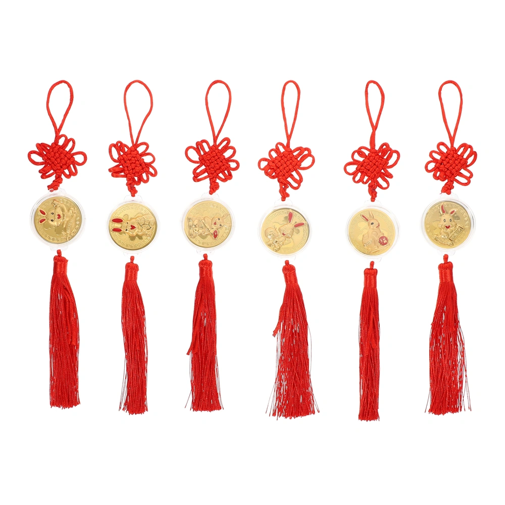 6Pcs Chinese Knot Tassel Rabbit Pendant Car Interior Hanging Decor Chinese Knot