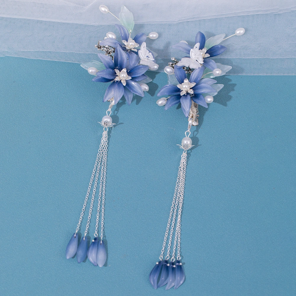 1 Pair Chinese Style Hair Clips Tassel Hair Clips Flower Hair Clips Decorative Hair Clips