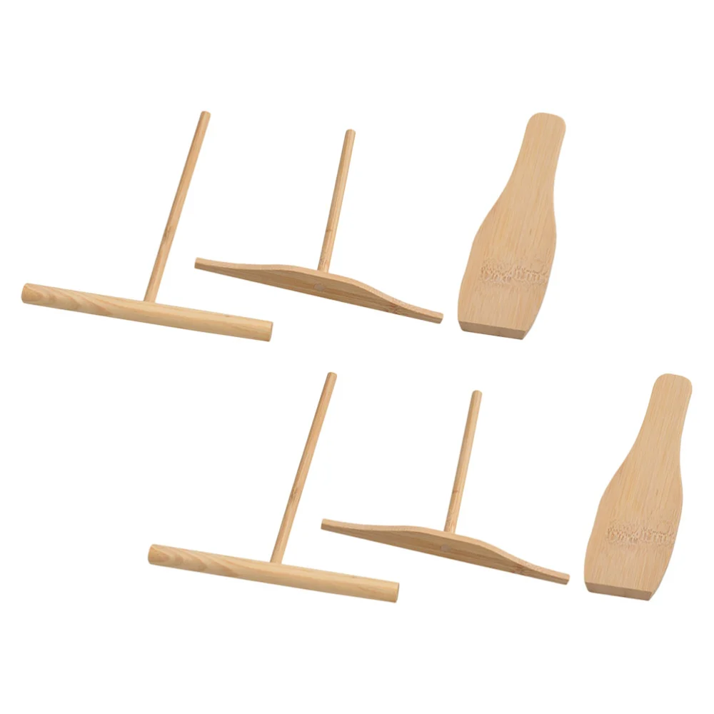 2 Sets Bamboo Pancake Scraper Household Pancake Making Spatula Pancake Spreader Spatula