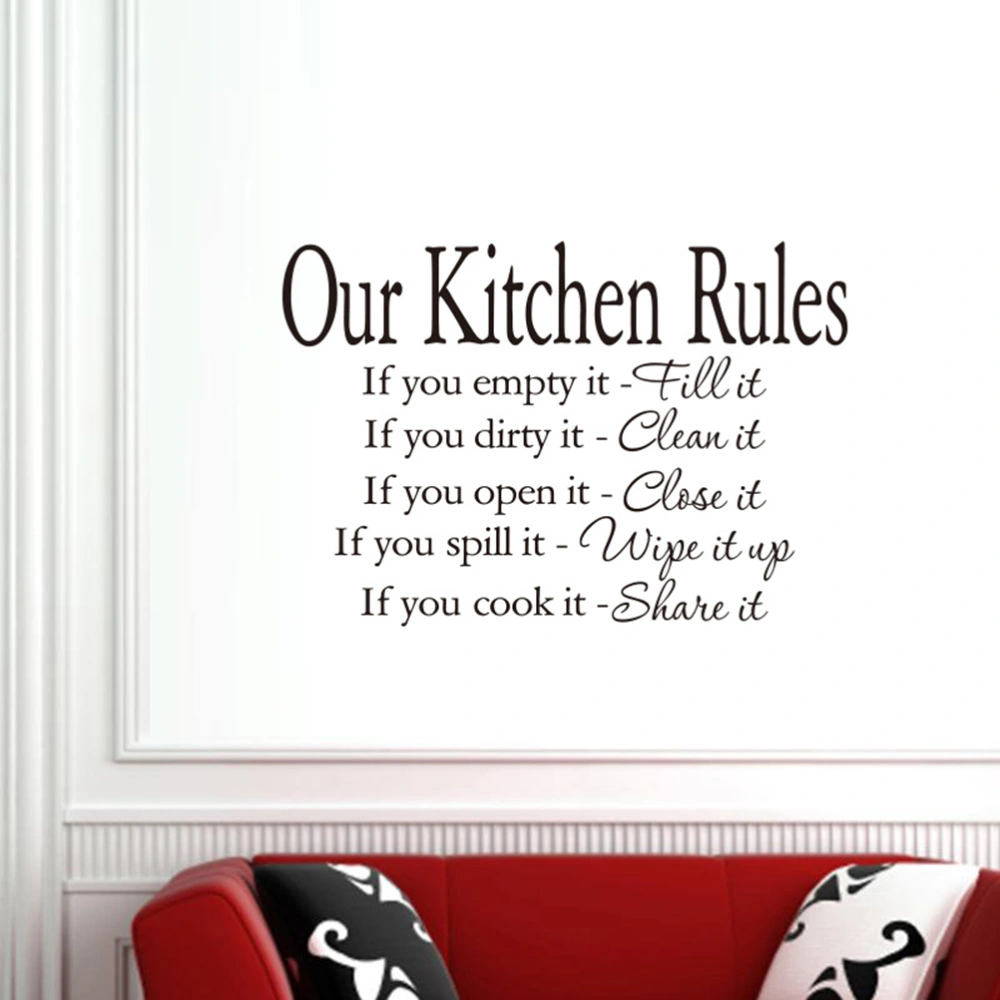 Kitchen Rules Words PVC Wall Paste Mural Art Sticker for Bedroom Living Room