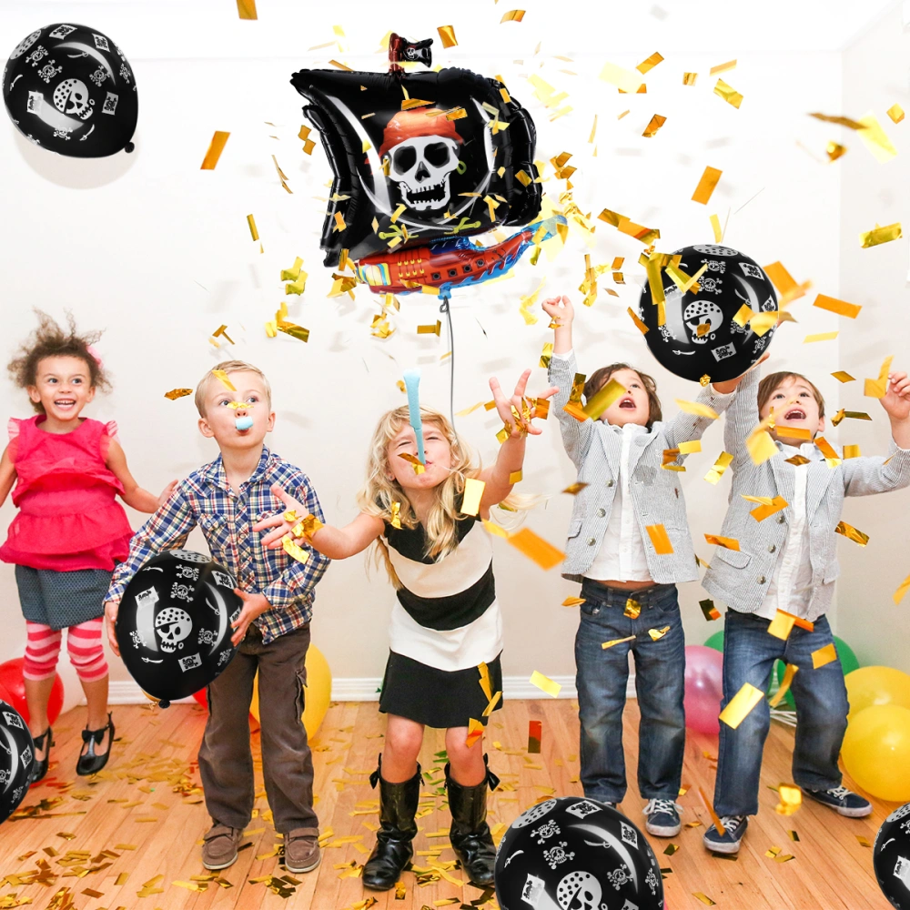 TOYMYTOY 13PCS Aluminum Foil Balloon Set One Corsair Foil Balloon and Twelve 12 Inch Pirate Balloon Kids Birthday Party Decoration