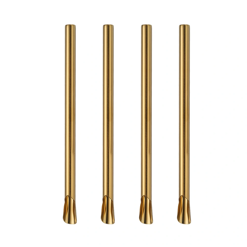 4pcs Stainless Steel Straws Reusable Drinking Straw Creative Stirrer for Milk Tea Smoothie (Golden)