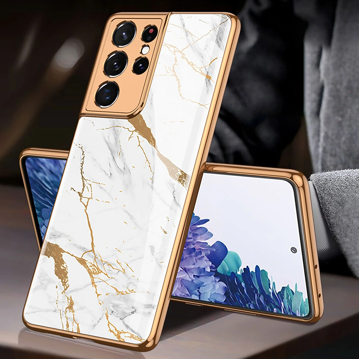 Marble Design Phone Protective Case Stylish Case Compatible with S21 Ultra 5G