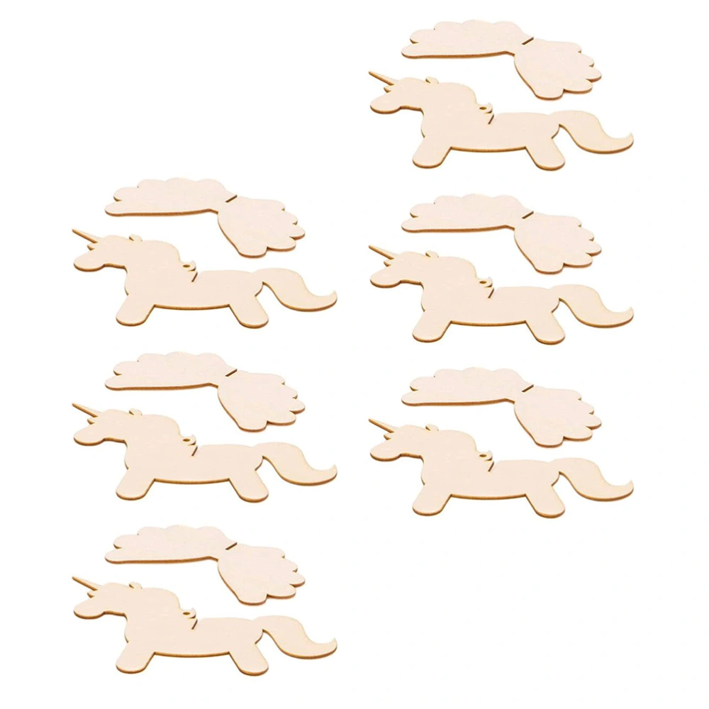 6sets Unfinished Wood Unicorn Pendant DIY Blank Unicorn Shaped Wood Slices