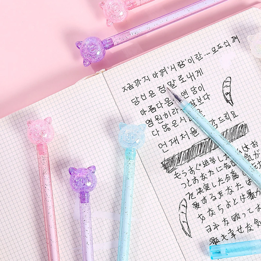 8 Pcs Adorable Pig Gel Ink Pens Stationery Office School Supplies Students Children Gifts - 0.5mm/Black (Mixed Color)