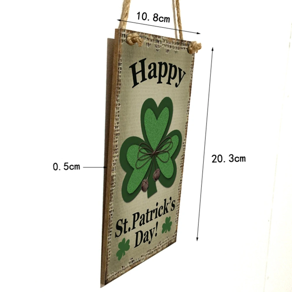 Wood Clover Hanging Board Creative Beautiful Saint Patrick's Day Hanging for Home Festival Party (With A Hemp Rope About 40cm Long)