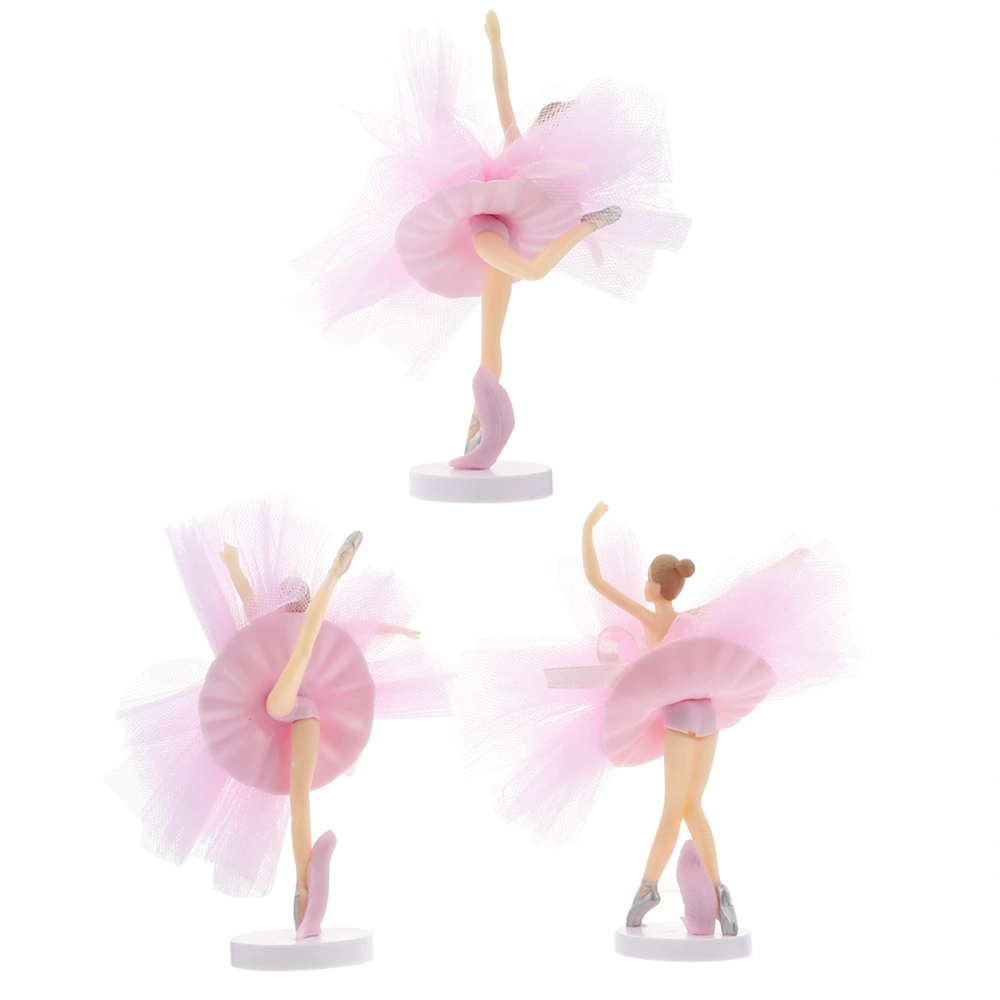 3 Sets Ballerina Cupcake Toppers Birthday Cake Decor Tulle Girl Cake Topper