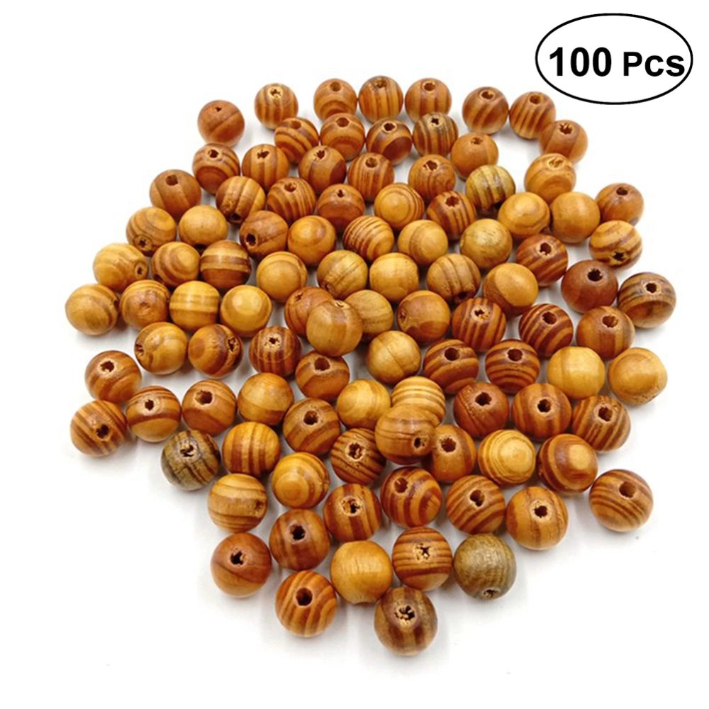 100PCS 14MM Beads Round Pine Wood Spacer Beads with Holes for Jewelry Ornaments Making