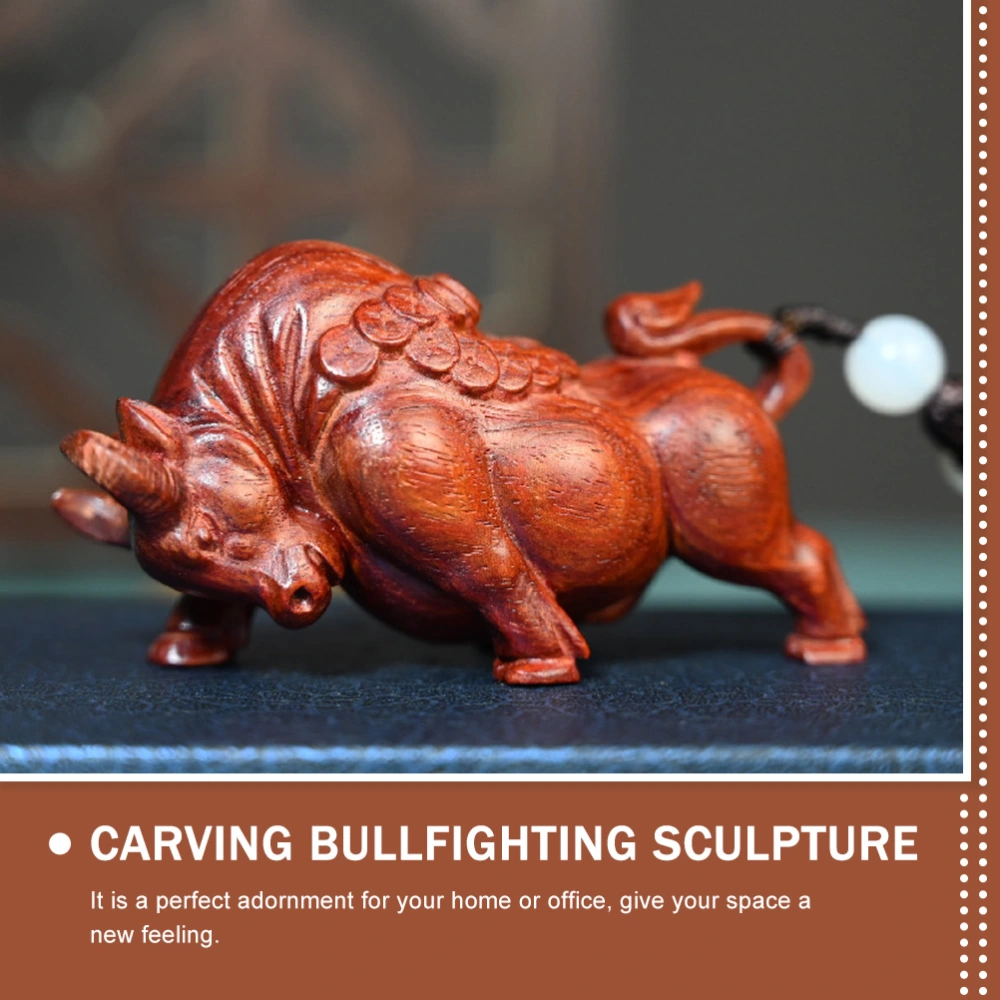 Carving Bullfighting Sculpture Bullfighting Figurine Wooden Bullfighting Pendant