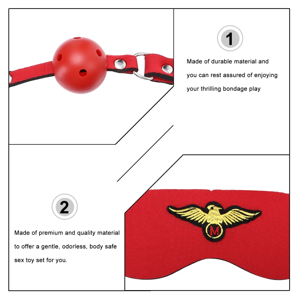 1 Set Sex Bondage Game Strap Eye Mask Mouth Ball Plug Blindfold for Adults