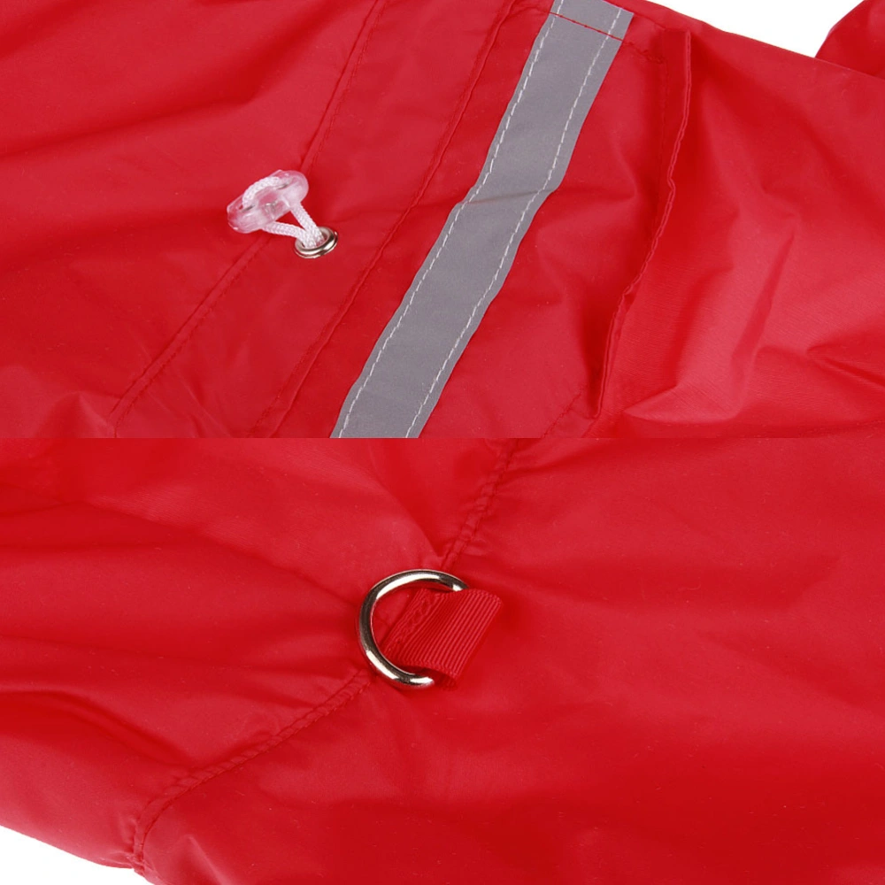 Dog Raincoat Puppy Rain Coat with Hood Reflective Waterproof Dog Clothes Breathable Pet Cat Small Dog Rainwear - Size XL (Red)