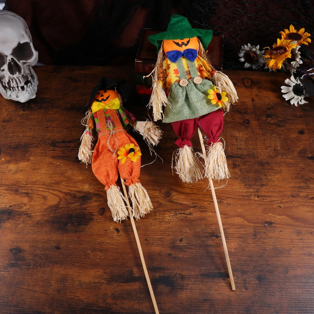 2PCS Halloween Scarecrow Decoration Swing Ornaments Classroom Layout Decoration Straw Doll Supplies