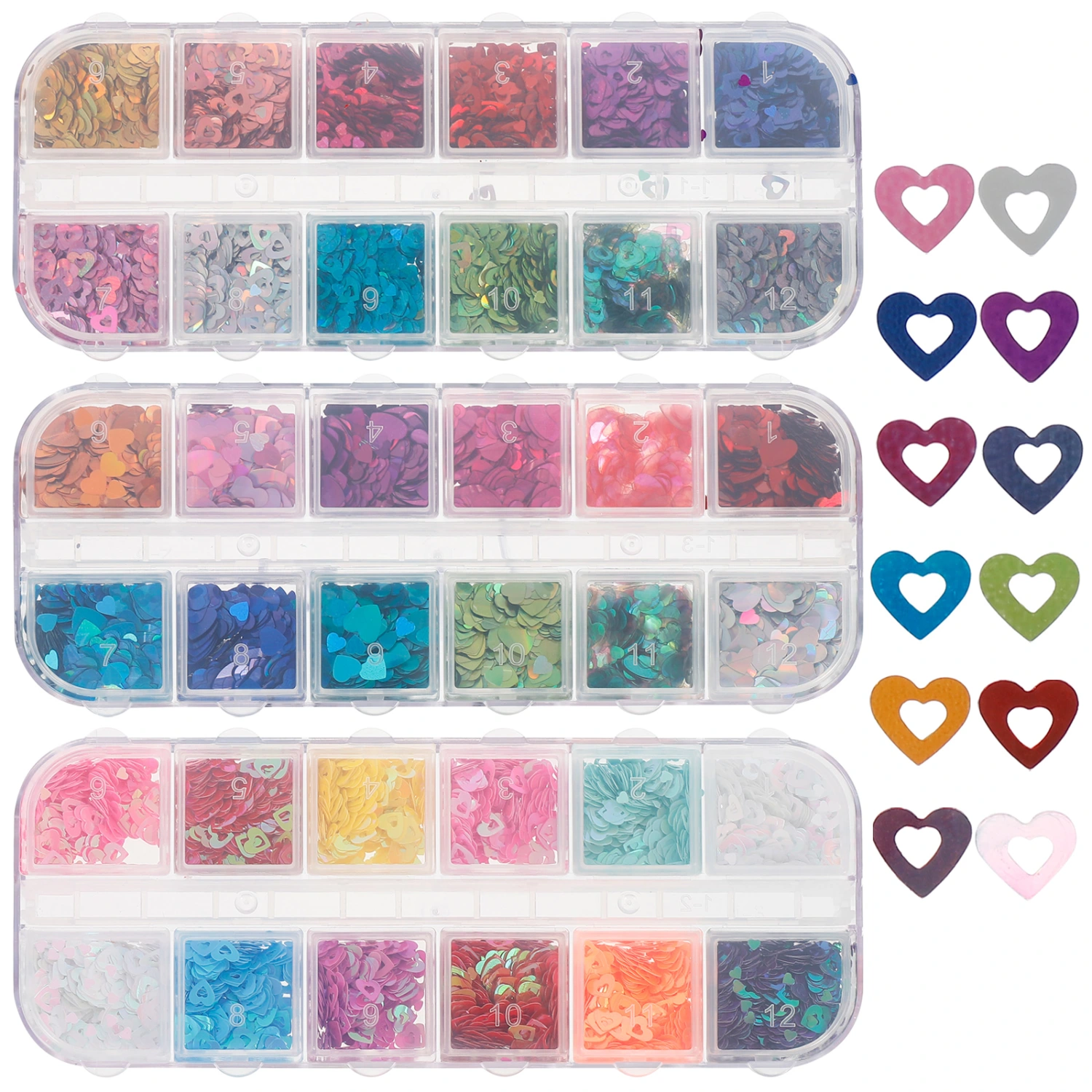 3 Boxes Valentine's Day Confetti Glitter 3d Nail Glitter Flakes Makeup Sequins
